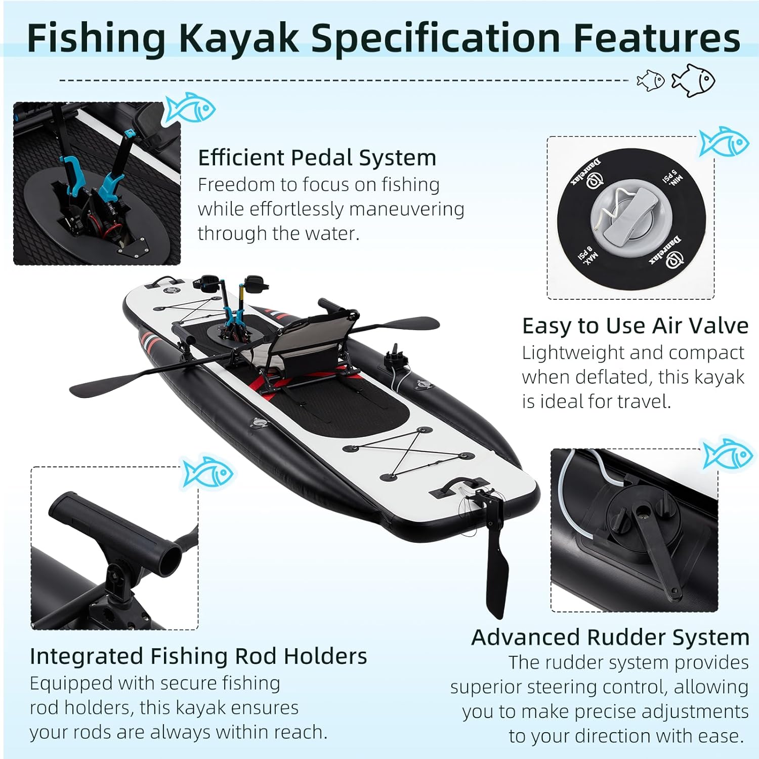 12피트 프리미엄 PVC 풍선식 낚시 카약 – 페달 구 - Fishing Kayak Inflatable 리뷰 및 가격